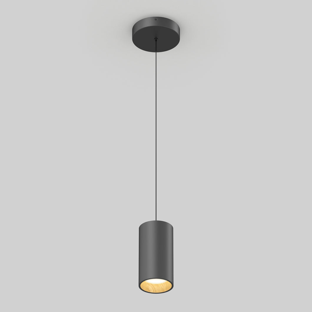 Alton mini LED pendant light 5 CCT black and wood effect