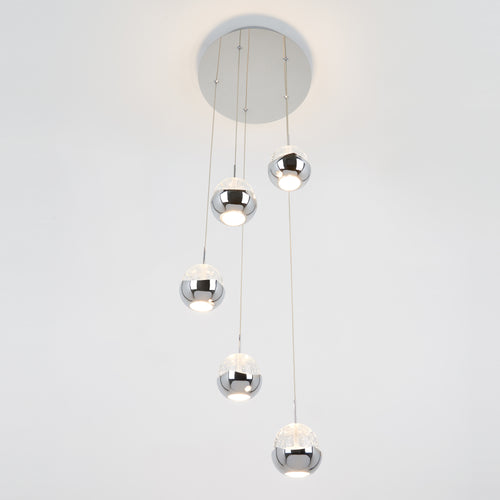 Oracle modern 5 light LED pendant chrome