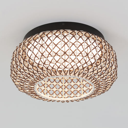 Benson 15 in. LED flush mount light 5 CCT black and rattan