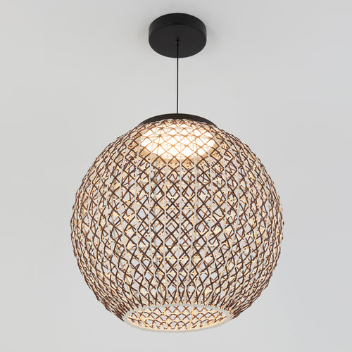 Benson LED pendant light 5 CCT black and rattan