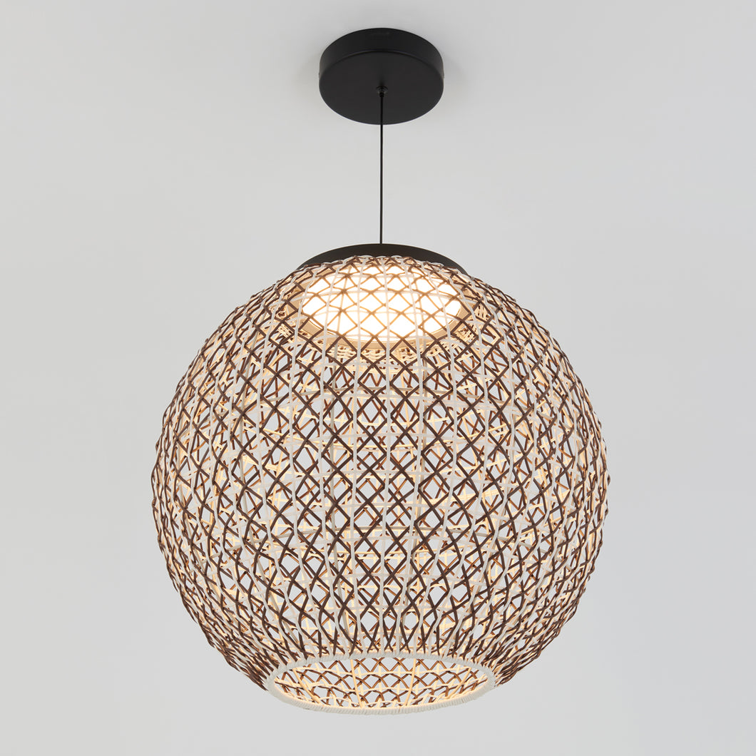 Benson LED pendant light 5 CCT black and rattan