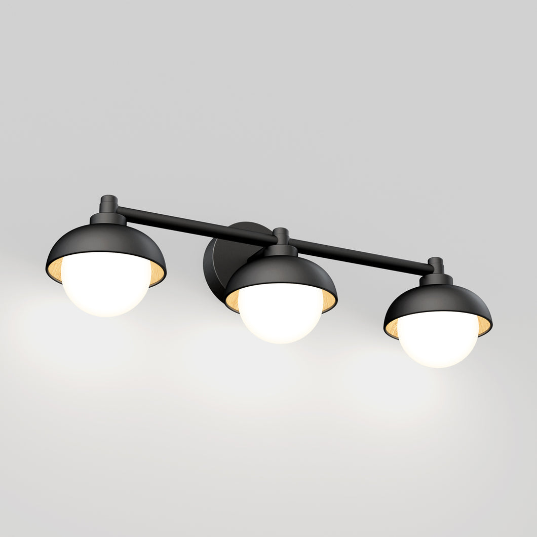 Boden LED mid-century bathroom vanity light 5 CCT black