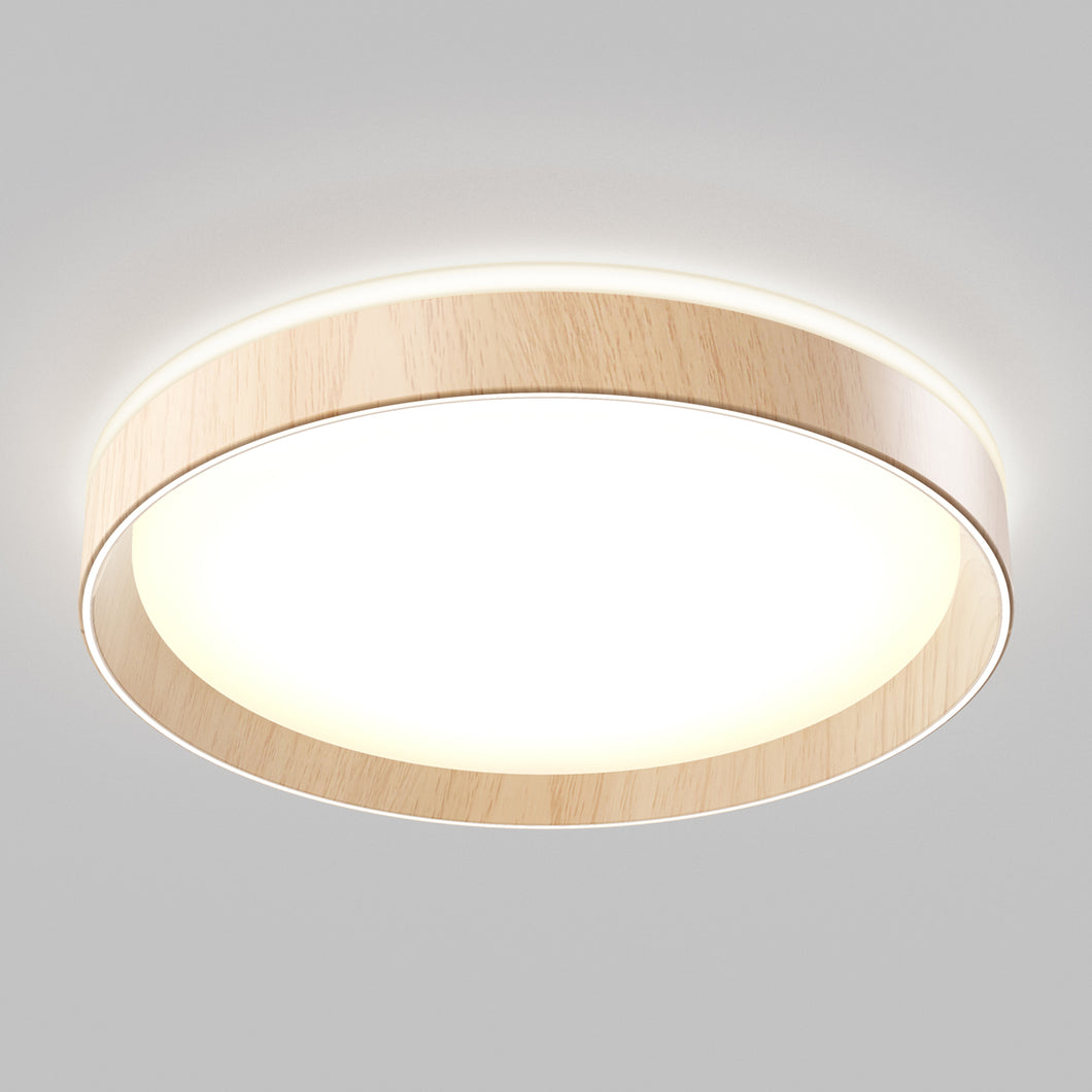 Callisto 15 in. LED flush mount light 5 CCT wood effect