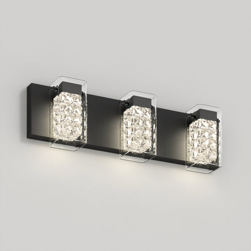 Crystal Cube LED bathroom vanity light 5 CCT black