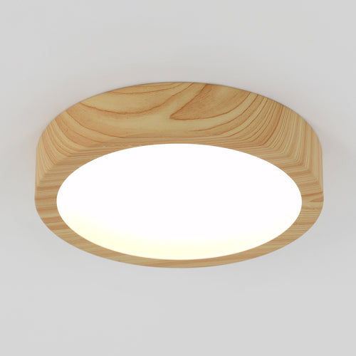 Dryad 10 in. modern LED flush mount light 5 CCT wood effect