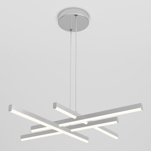 Grid modern LED pendant light 5 CCT chrome