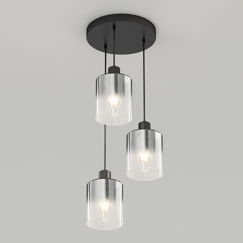 Haze modern 3-light pendant light black glass