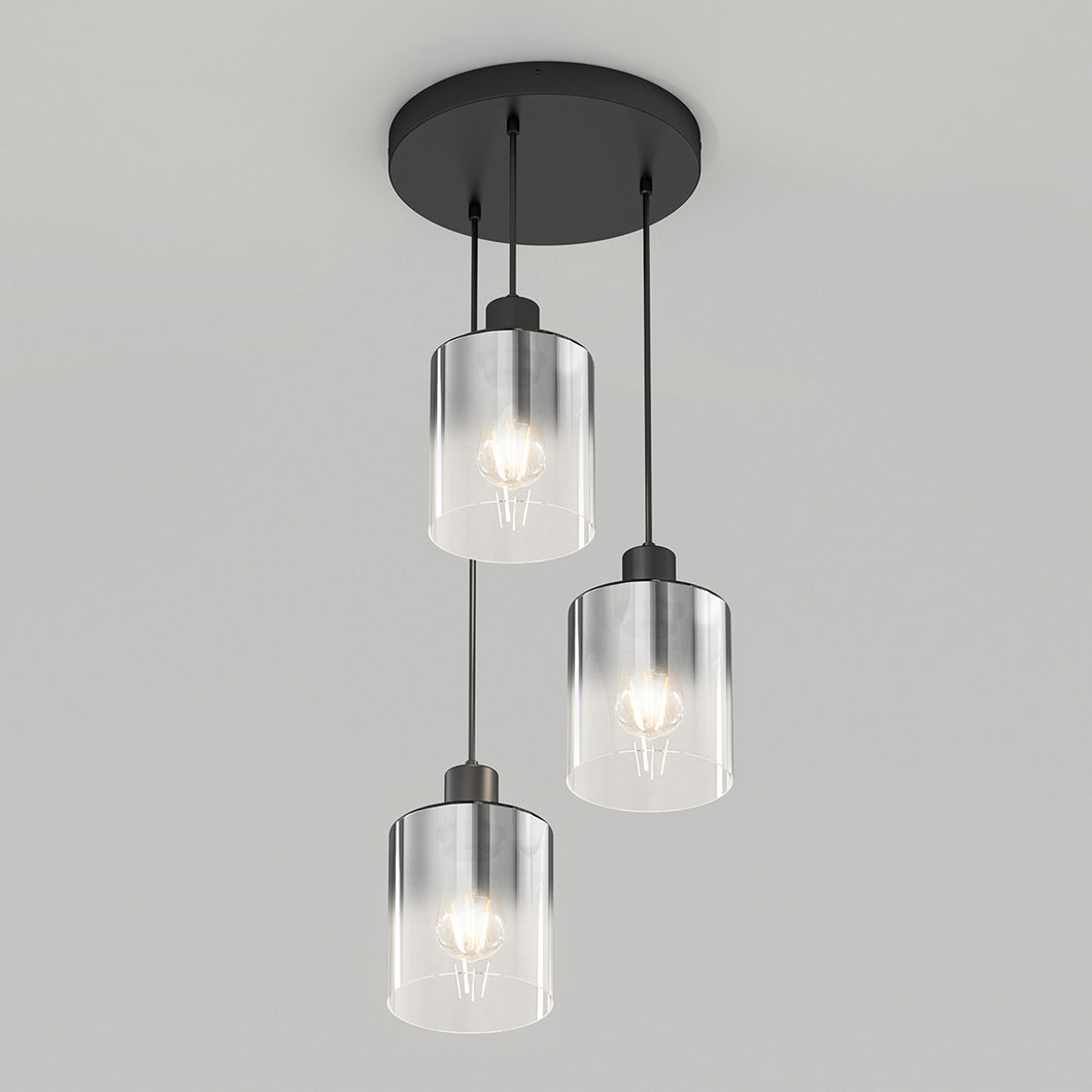 Haze modern 3-light pendant light black glass