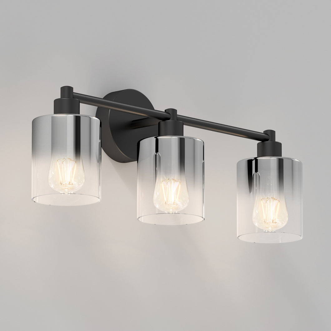Haze modern 3-light bathroom vanity light black glass