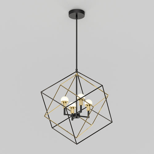 Peyton LED modern mid-century pendant light, black and gold