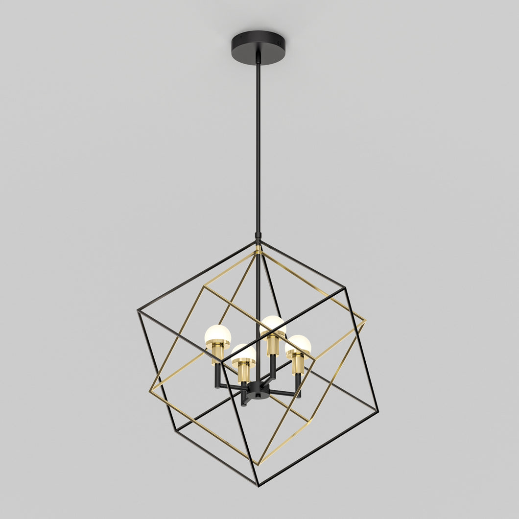 Peyton LED modern mid-century pendant light, black and gold