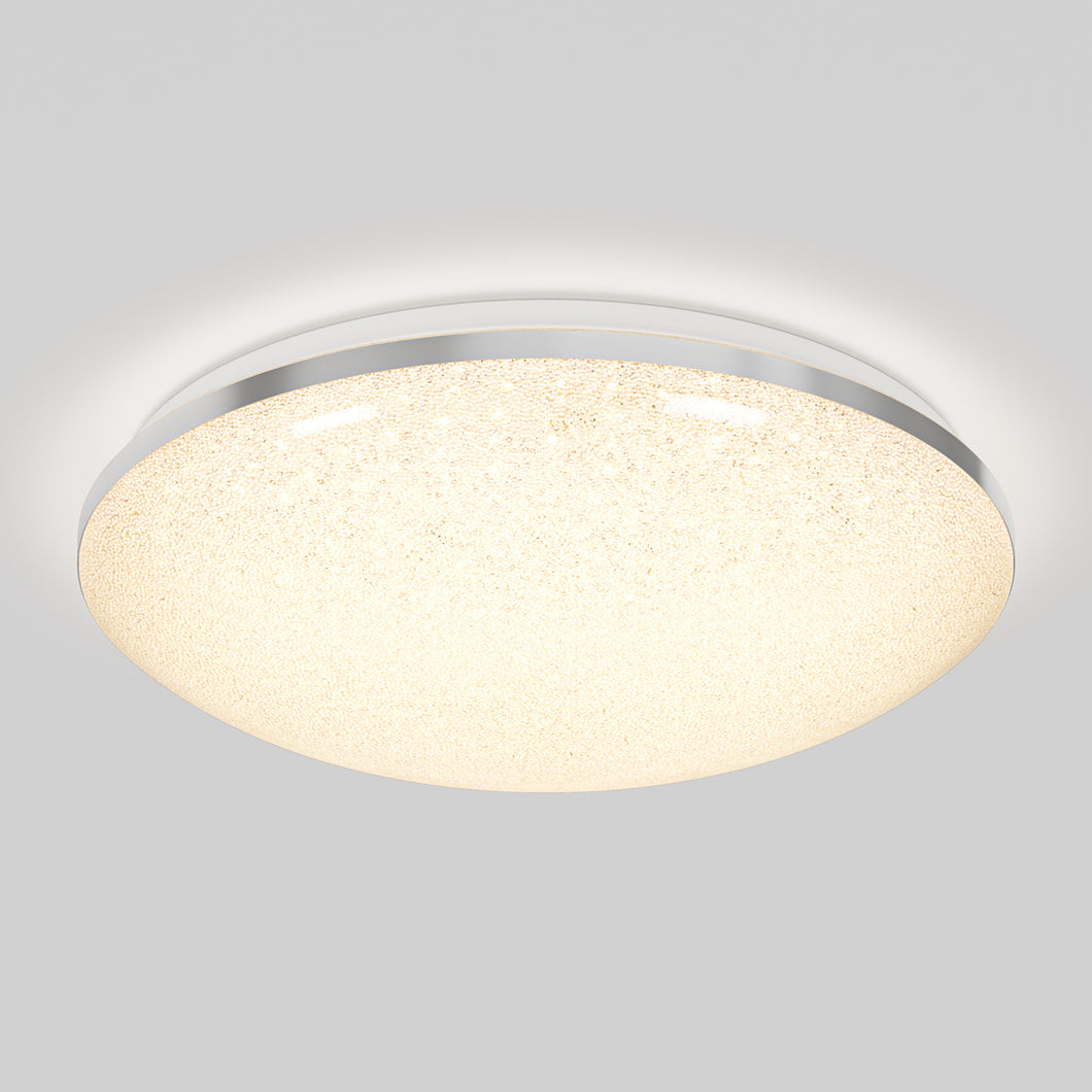 Sparkle 15 in. LED modern flush mount light 5 CCT chrome