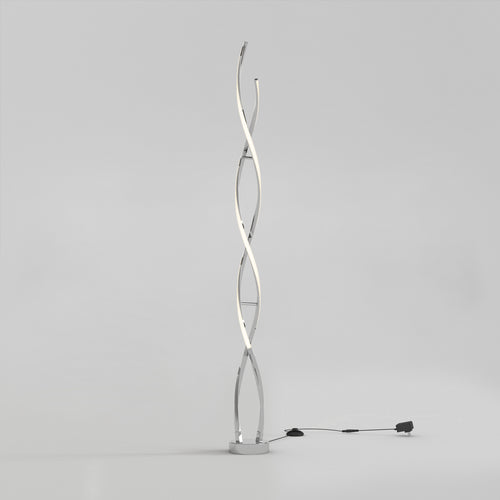 Swirl modern LED floor lamp chrome