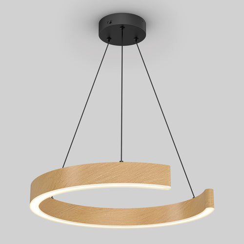 Vance modern LED pendant light 3 CCT black and wood effect
