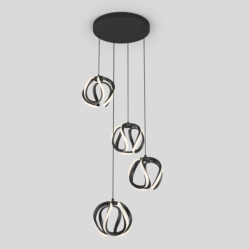 Suspension LED intégrée 4 lumières Vivaldi Noir