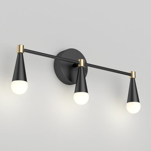 Wayden LED mid-century bathroom vanity light 3 CCT black