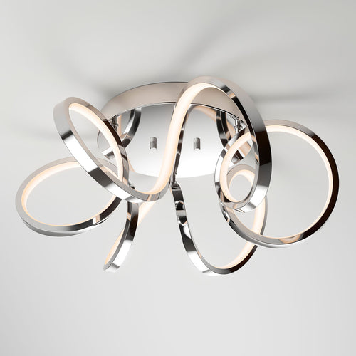 Swirl Ribbon modern flush mount light chrome