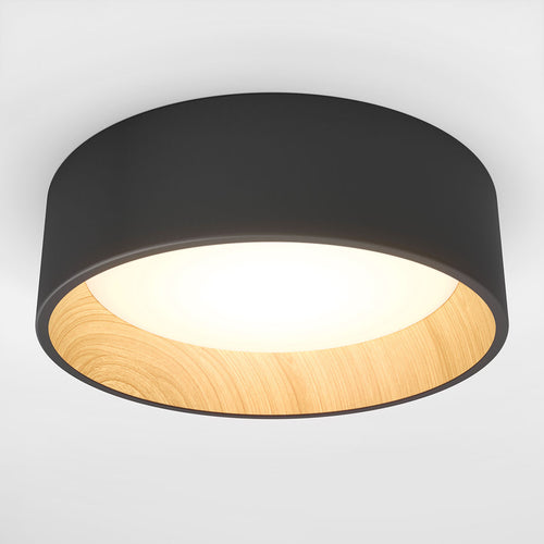 Plafonnier LED intégré Alton 3CCT noir et bois