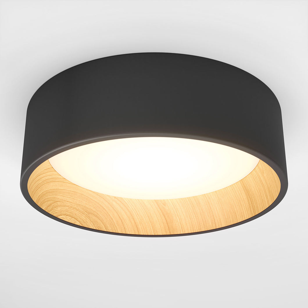 Plafonnier LED intégré Alton 3CCT noir et bois