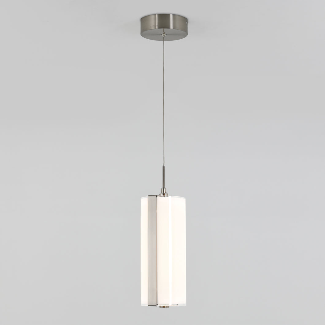 Subway Round LED Mini Pendant Light Brushed Nickel