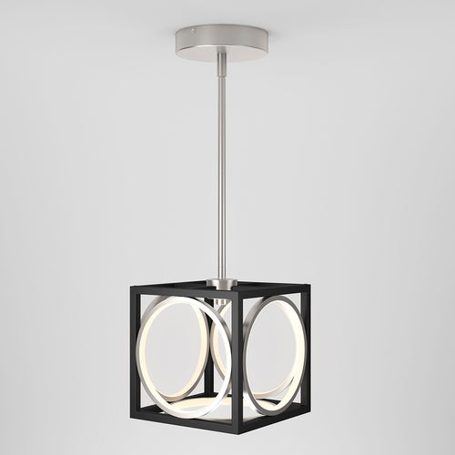 Suspension LED Astoria Noir et Nickel Brossé