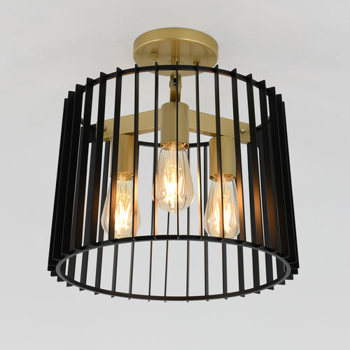 Gatsby flush mount light black and gold