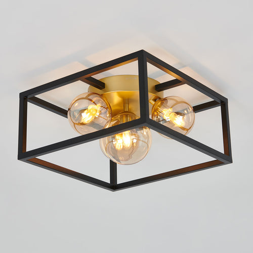 Griffintown Black and Gold Flush Mount