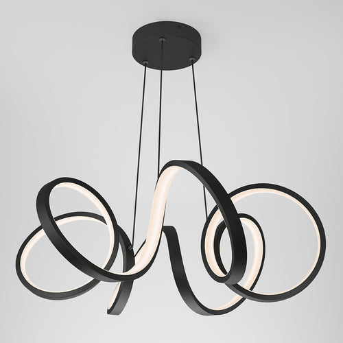 Swirl Ribbon Integrated LED Pendant Light Black