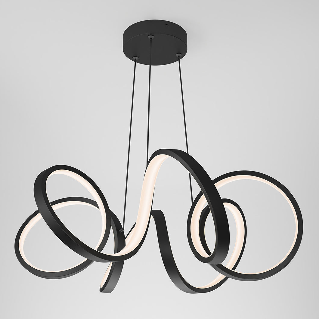 Swirl Ribbon Integrated LED Pendant Light Black