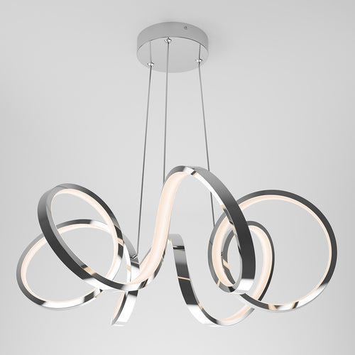 Swirl Ribbon Integrated LED Pendant Light Chrome