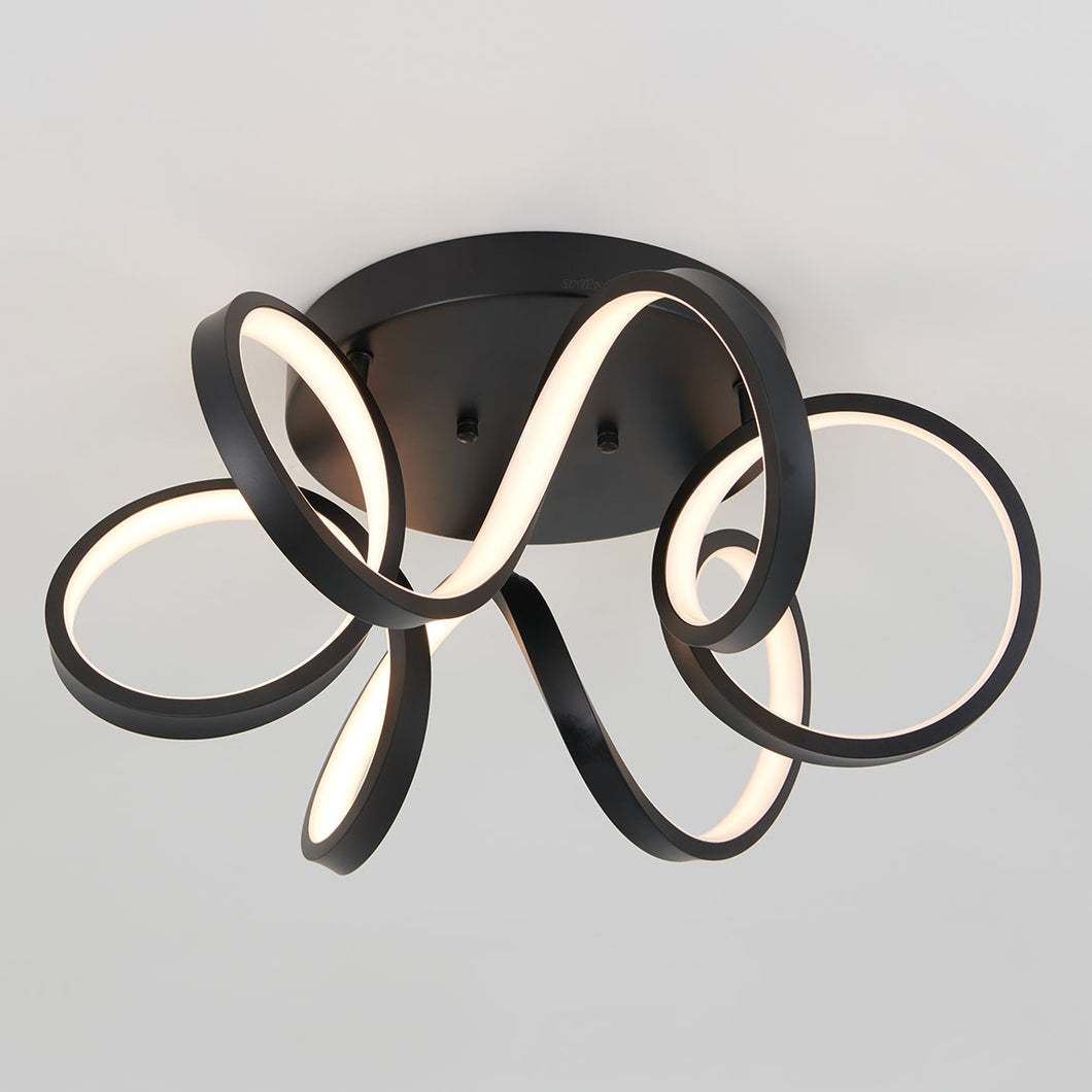 Swirl Ribbon LED Ceiling Light Black